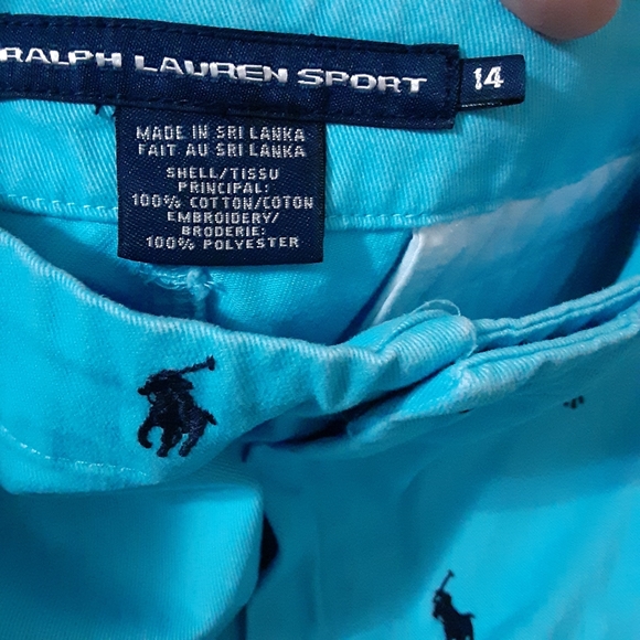 Ralph Lauren Sport, Cotton Embroidered Logo, Short Shorts, Size 14 - Picture 2 of 10
